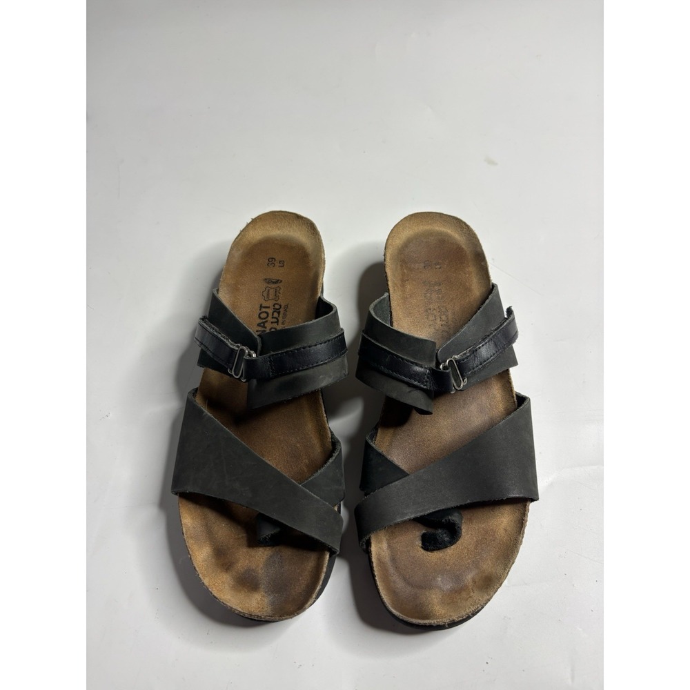 Naot Jessica Black Nubuck Suede Leather Slip On Comfy Wedge Sandal Women 8 EU 39